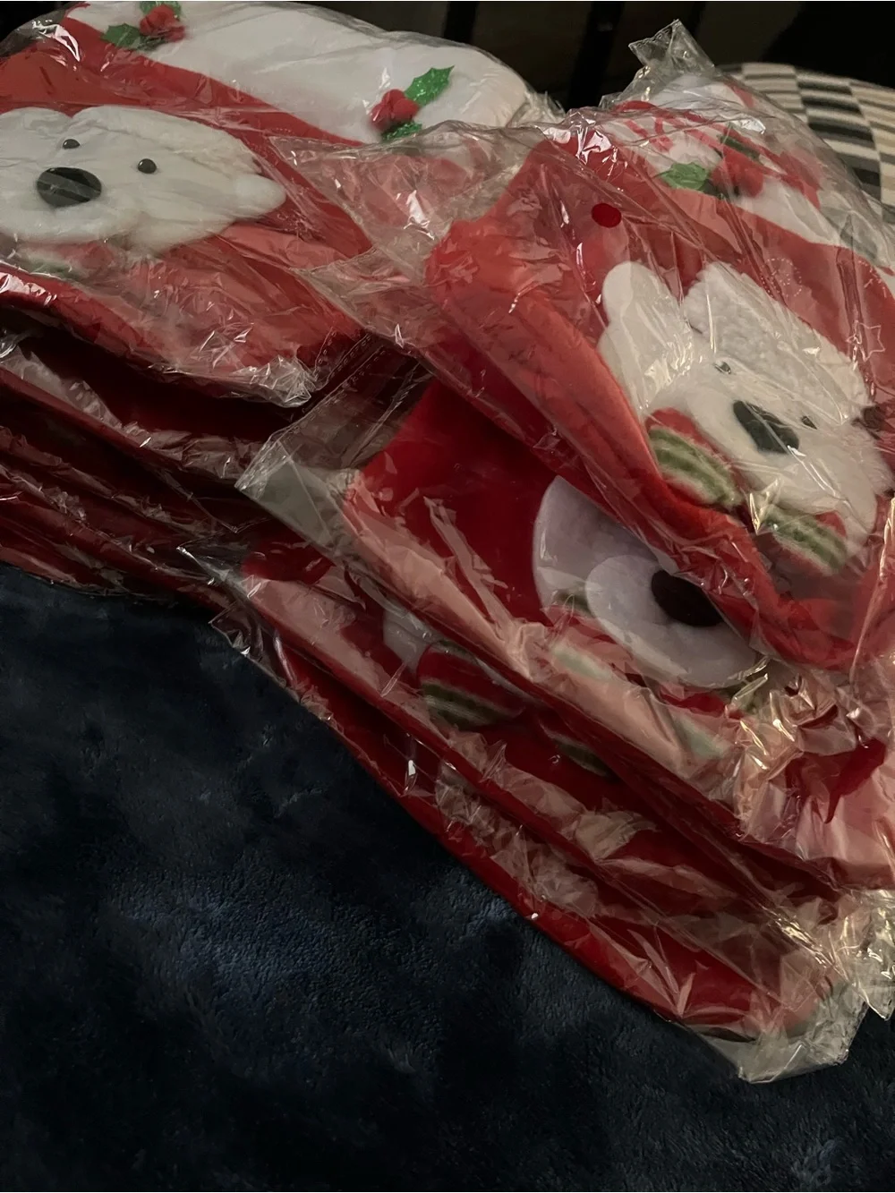 NEW 20 pieces Kids Holiday Plush Bear Tote Bag in Red and White